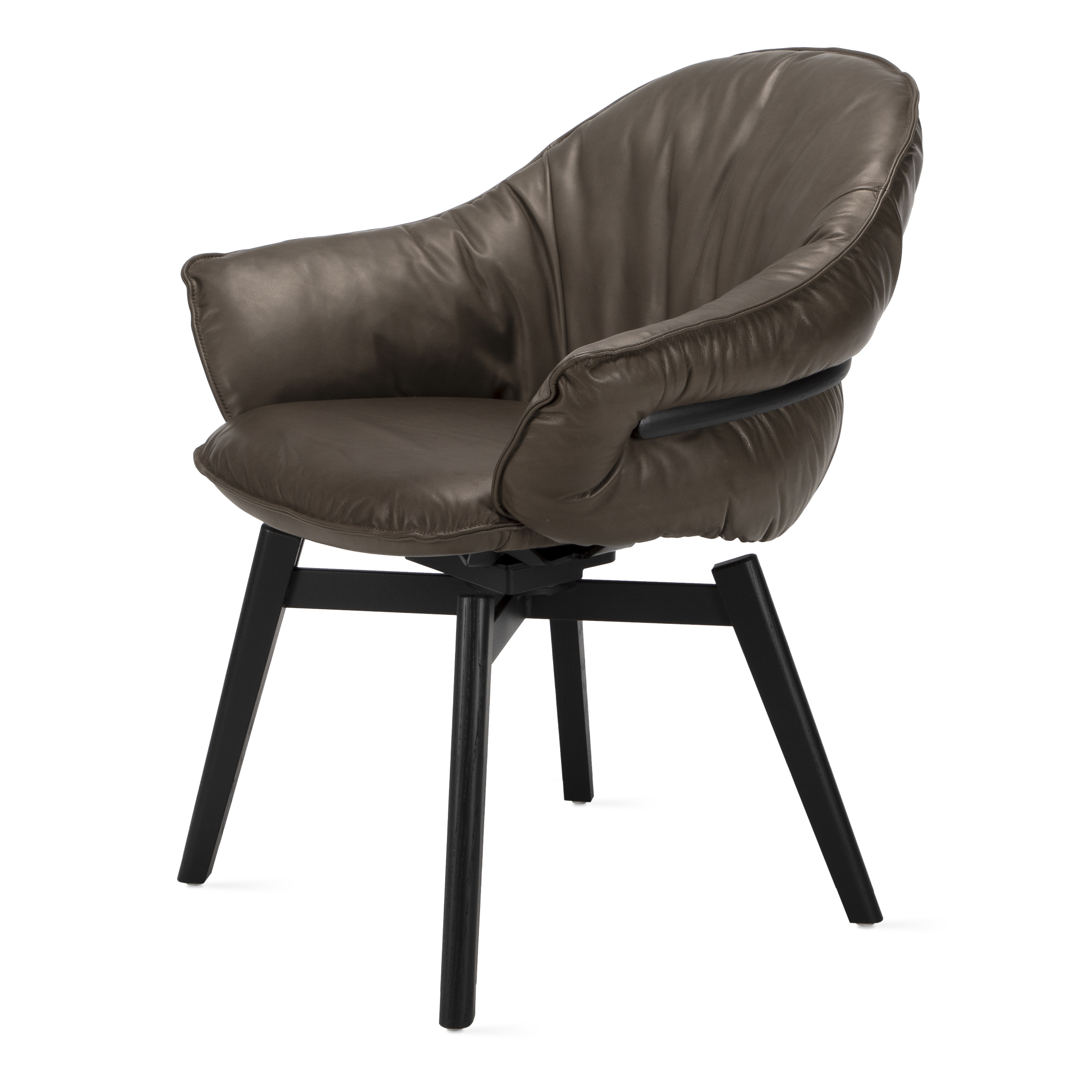 Marie Armchair - Leder Adora Walnut - Holz-Kreuzzarge mit Dreh- &  Rückholmechanik