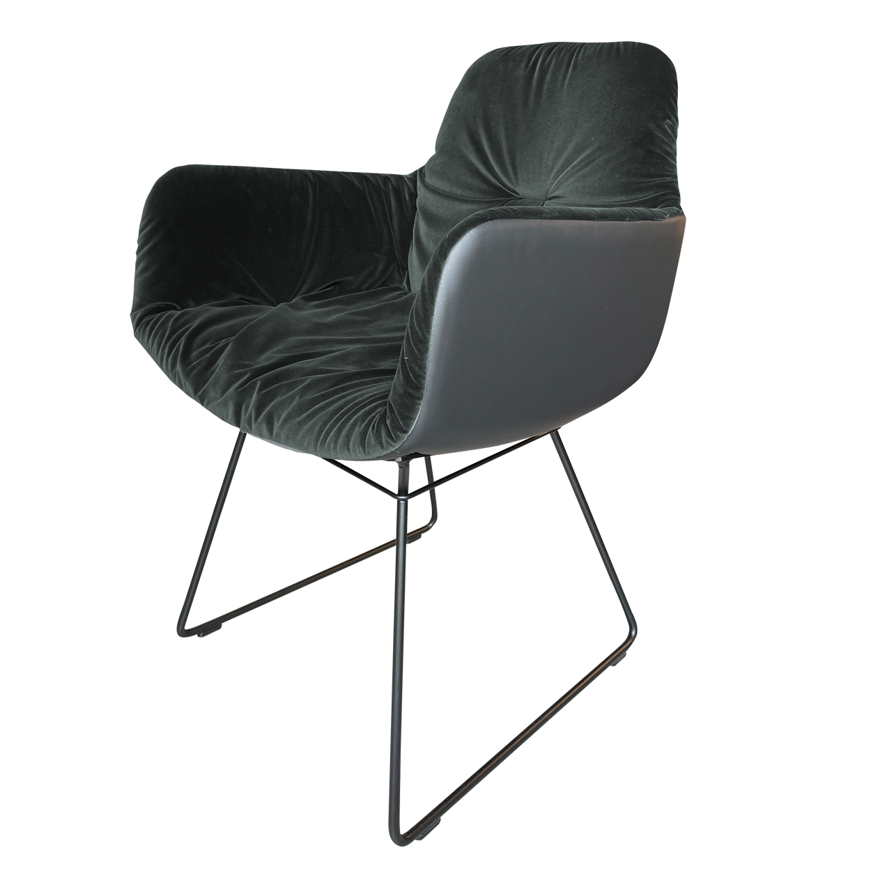 Leya Armchair High Leder Sahara ebony - Velour Cactus 