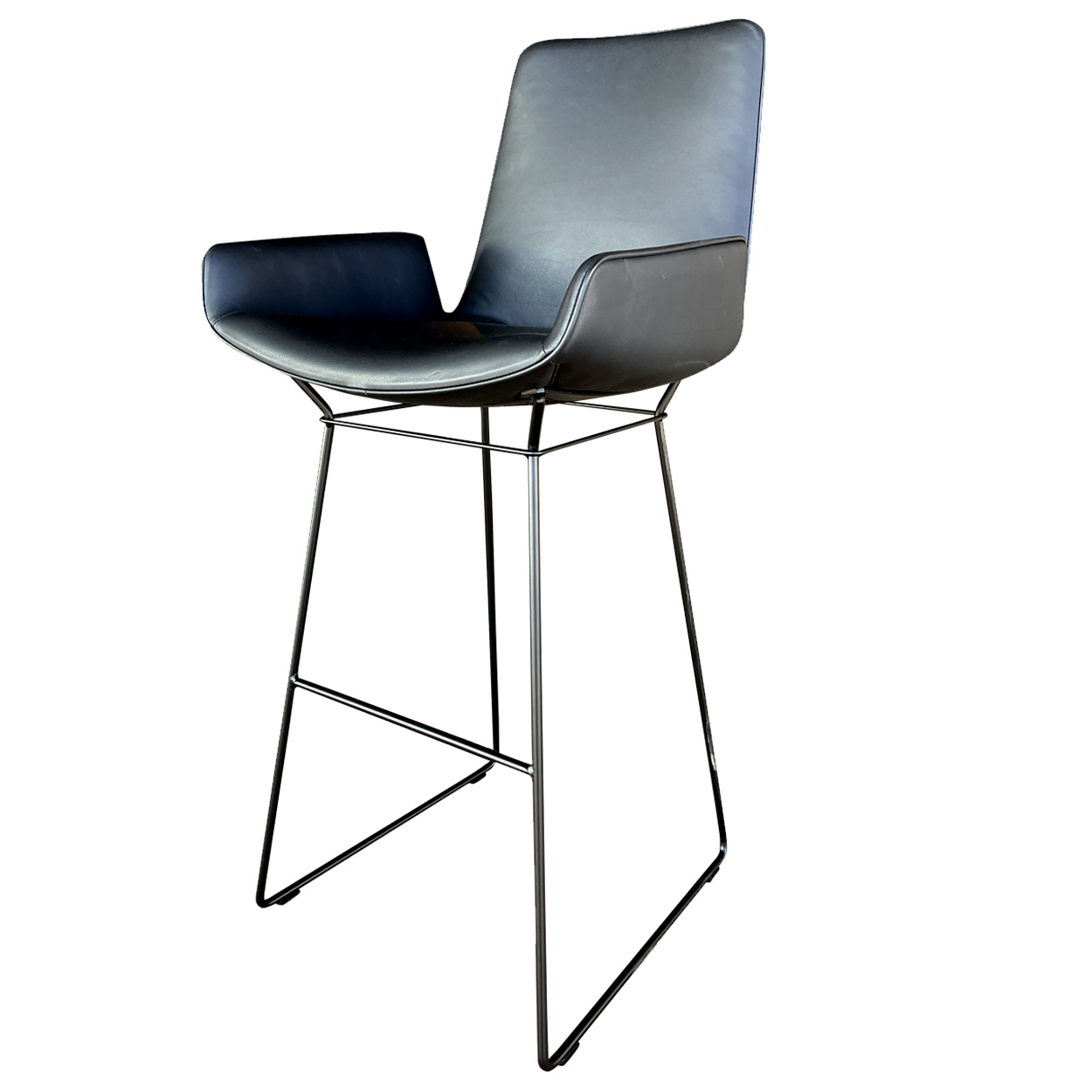 Amelie Bar Armchair Low - Leder Adora Ebony