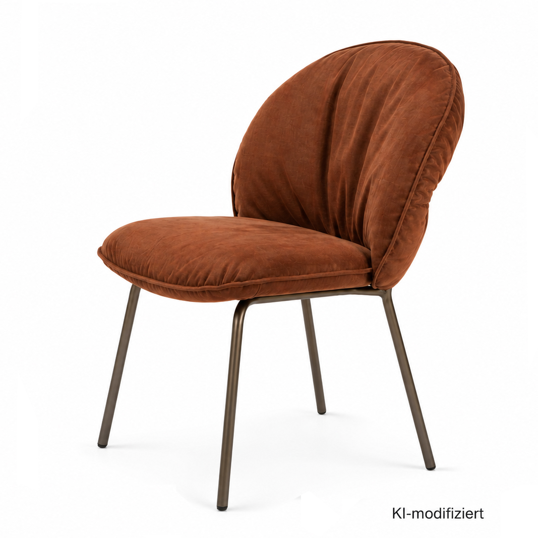 Marie Chair - Stoff Smart Sienne - 4-Fuss Stahlgestell Bronze Lasur 