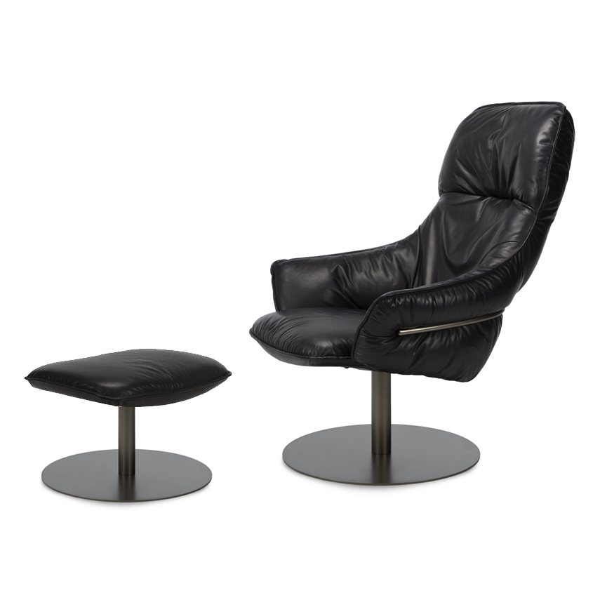  Marie Lounge Chair High - Leder Adora Ebony 