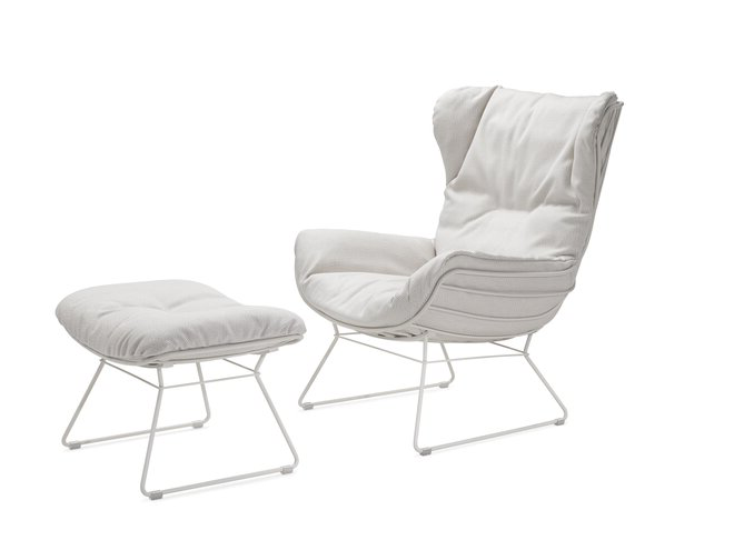 Leyasol Wingback Chair Lopi Marble mit Ottoman OUTDOOR