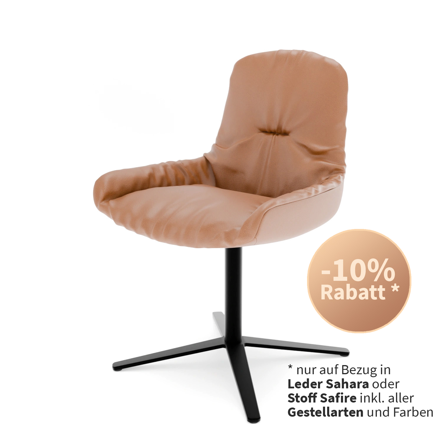 Leya Armchair Low - Aktion -10% - Stoff Safire oder Leder Sahara - Gestell nach Wahl