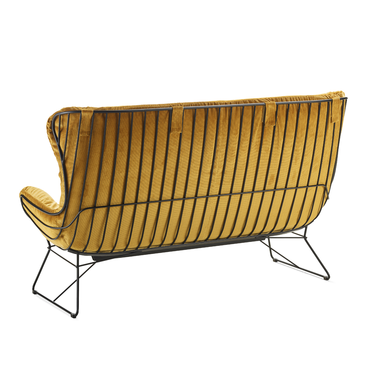 Leyasol Wingback Couch 160cm - Stoff Riga Curry