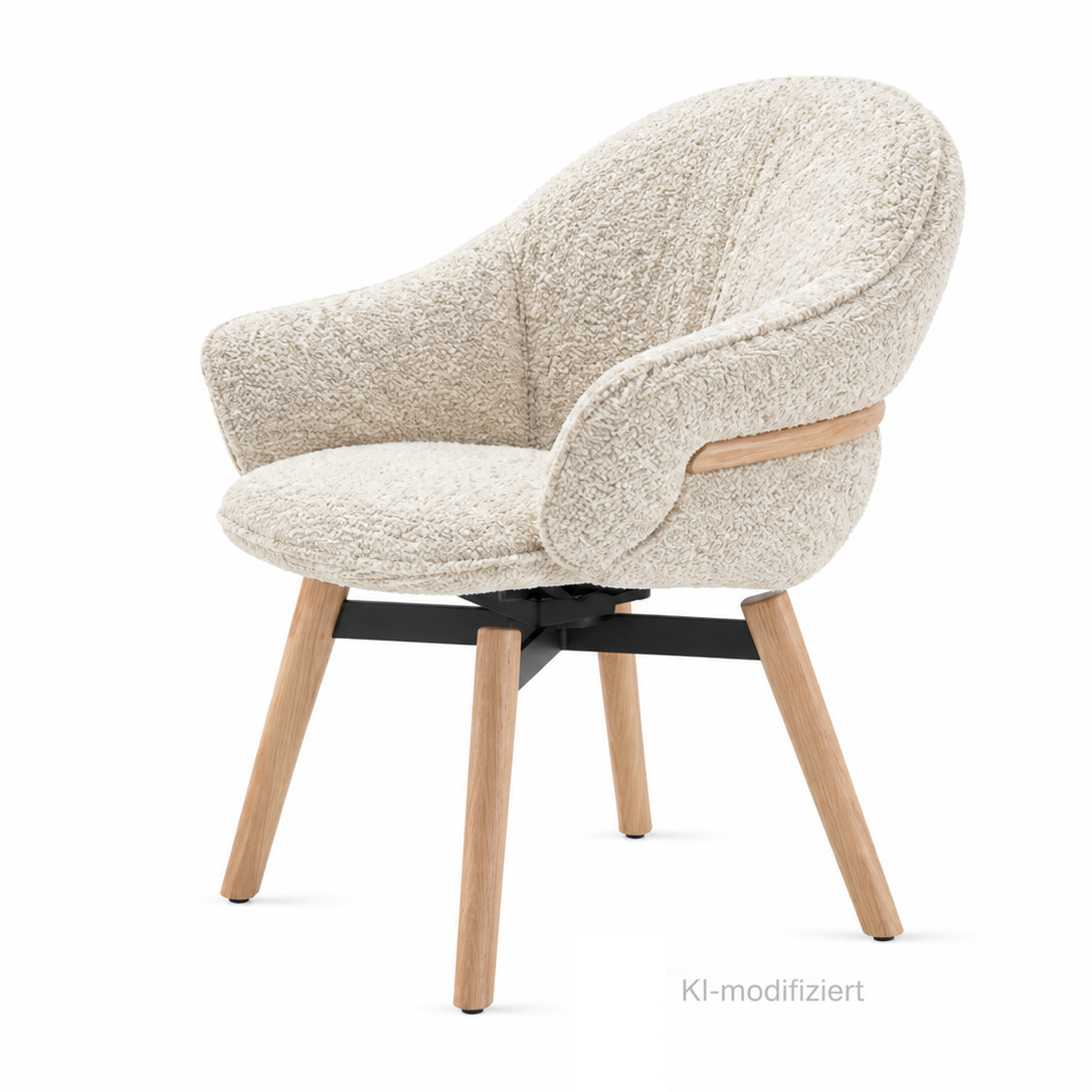 Marie Armchair - Stoff Nimbus 006 Brebis - Holzkreuzzarge mit Dreh- und Rückholmechanik 