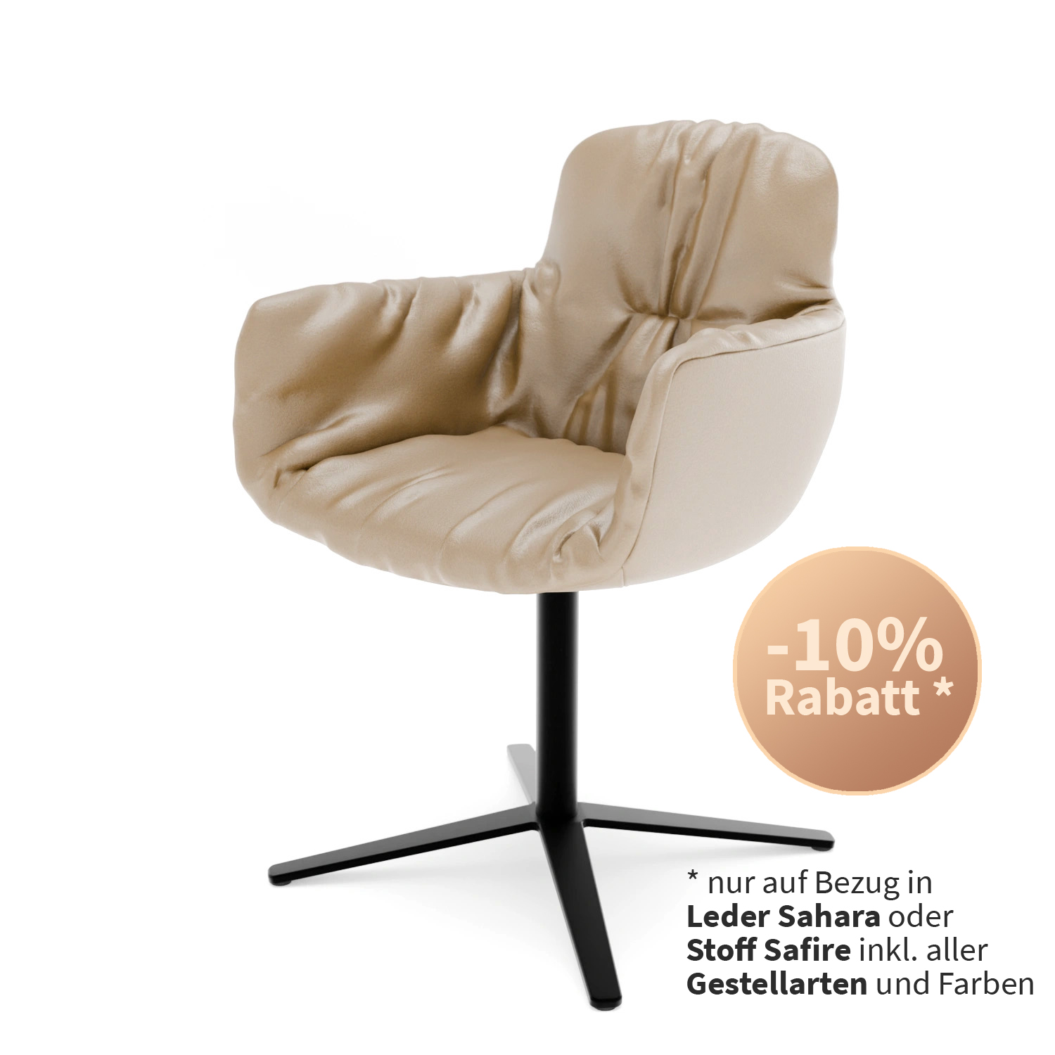 Leya Armchair High - Aktion -10% - Stoff Safire oder Leder Sahara - Gestell nach Wahl