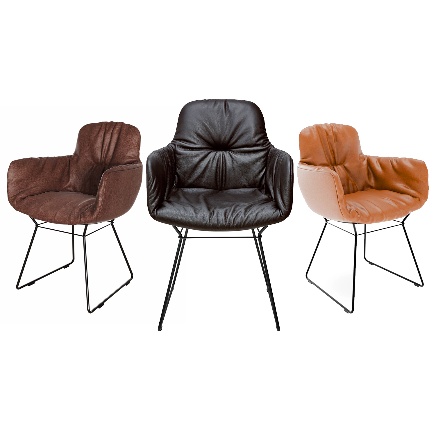 Leya Armchair High - limitierte Sonderaktion Leder Sensia - Drahtgestell