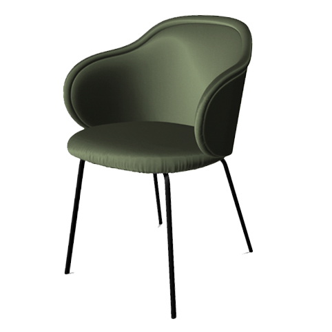 Ona Curved Armchair 2020 - Stoff Smart Pin - Stahlgestell schwarz