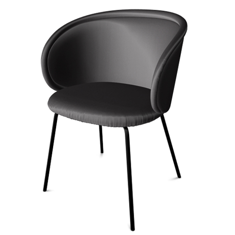  Ona Armchair 2020 - Velour Avalon 003 - Stahlgestell schwarz 
