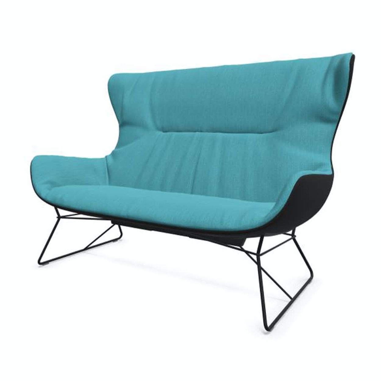 Leya Wingback Couch 1900 - Leder Opium Carbon - Stoff Steelcut Trio 983