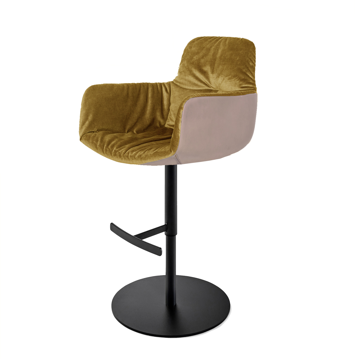 Leya Bar Armchair High - Smart Mordore mit Leder Sahara Platino