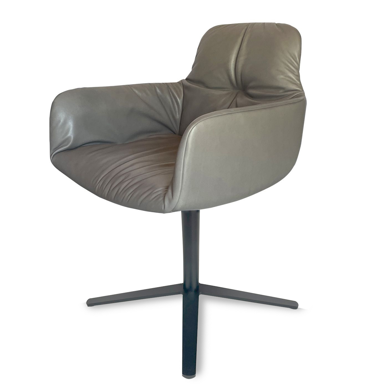 Leya Armchair High - Leder Adora Stone