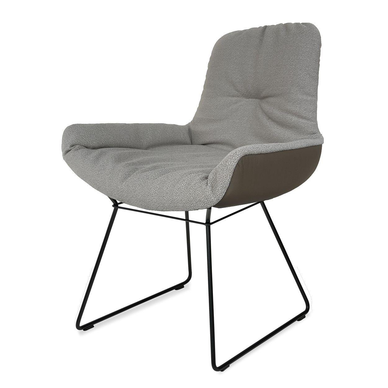 Leya Armchair Low - Leder Sahara platino mit Stoff Vidar