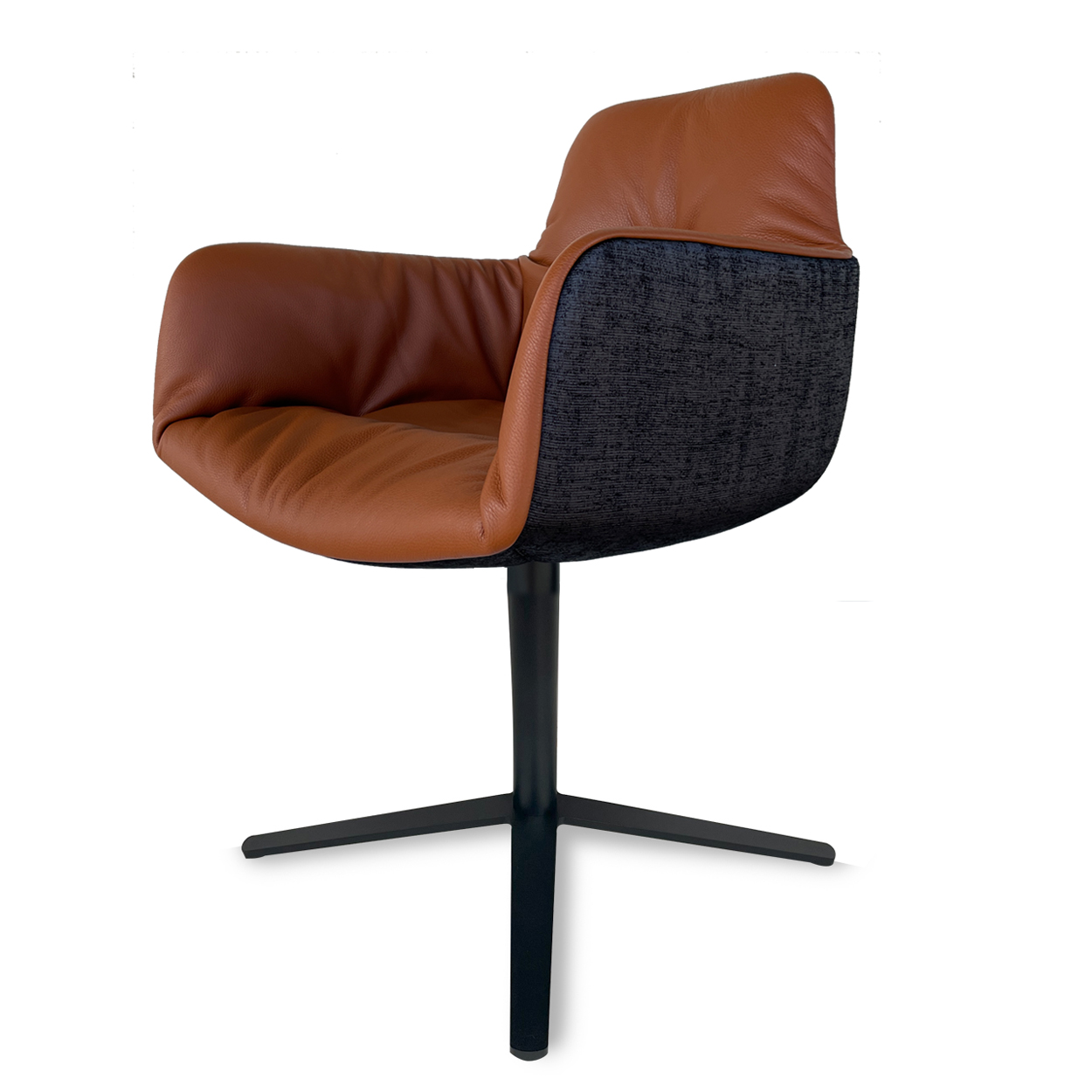 Leya Armchair High - Leder Orient mit Stoff Shimmer 