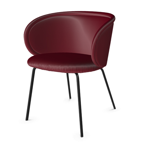 Ona Armchair 2020 - Stoff Adamo & Eva 120 vino - Stahlgestell schwarz