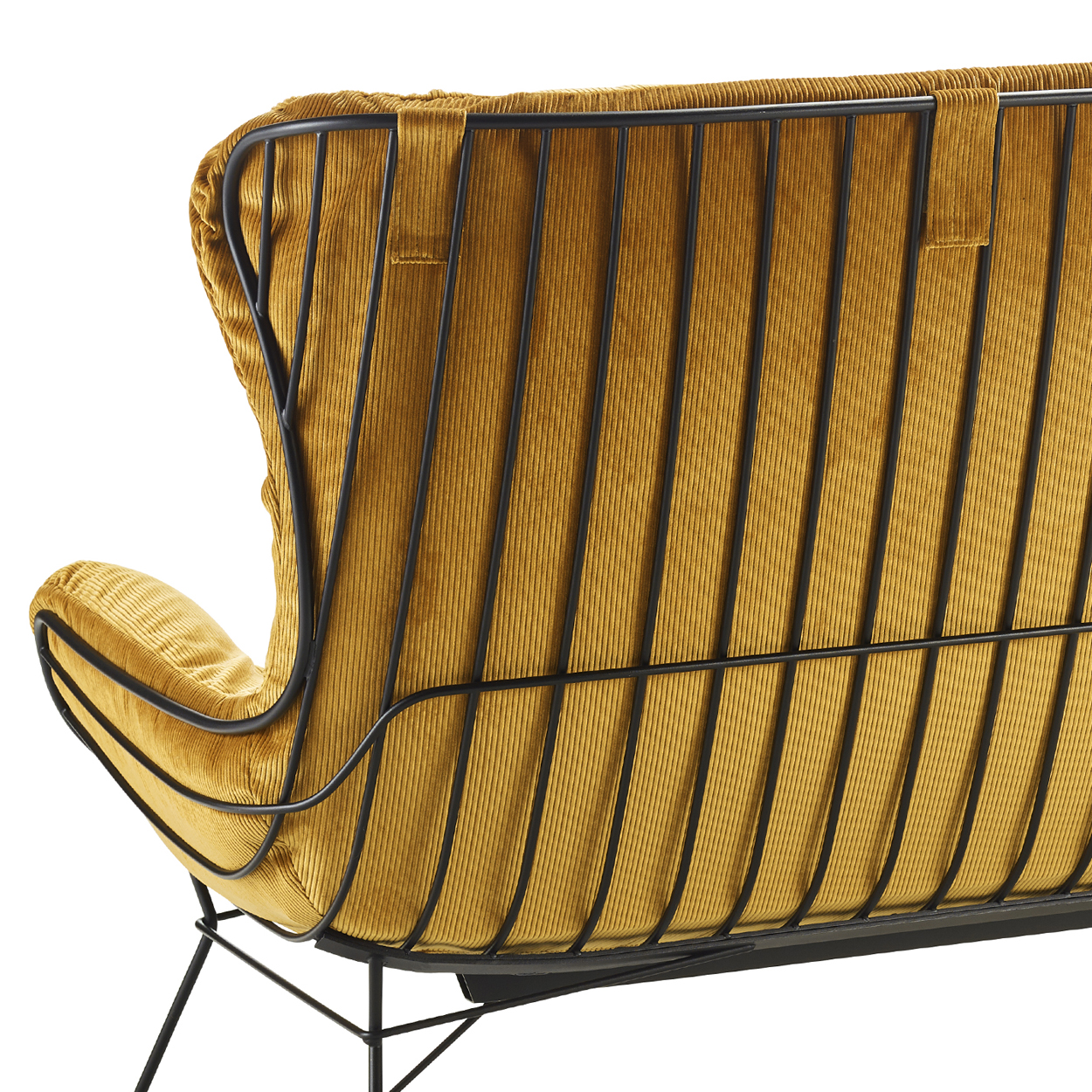 Leyasol Wingback Couch 160cm - Stoff Riga Curry