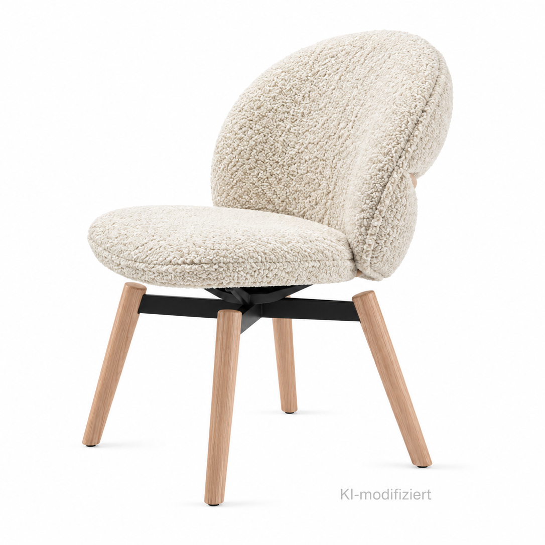 Marie Chair - Stoff Nimbus 006 Brebis - Holzkreuzzarge mit Dreh- und Rückholmechanik