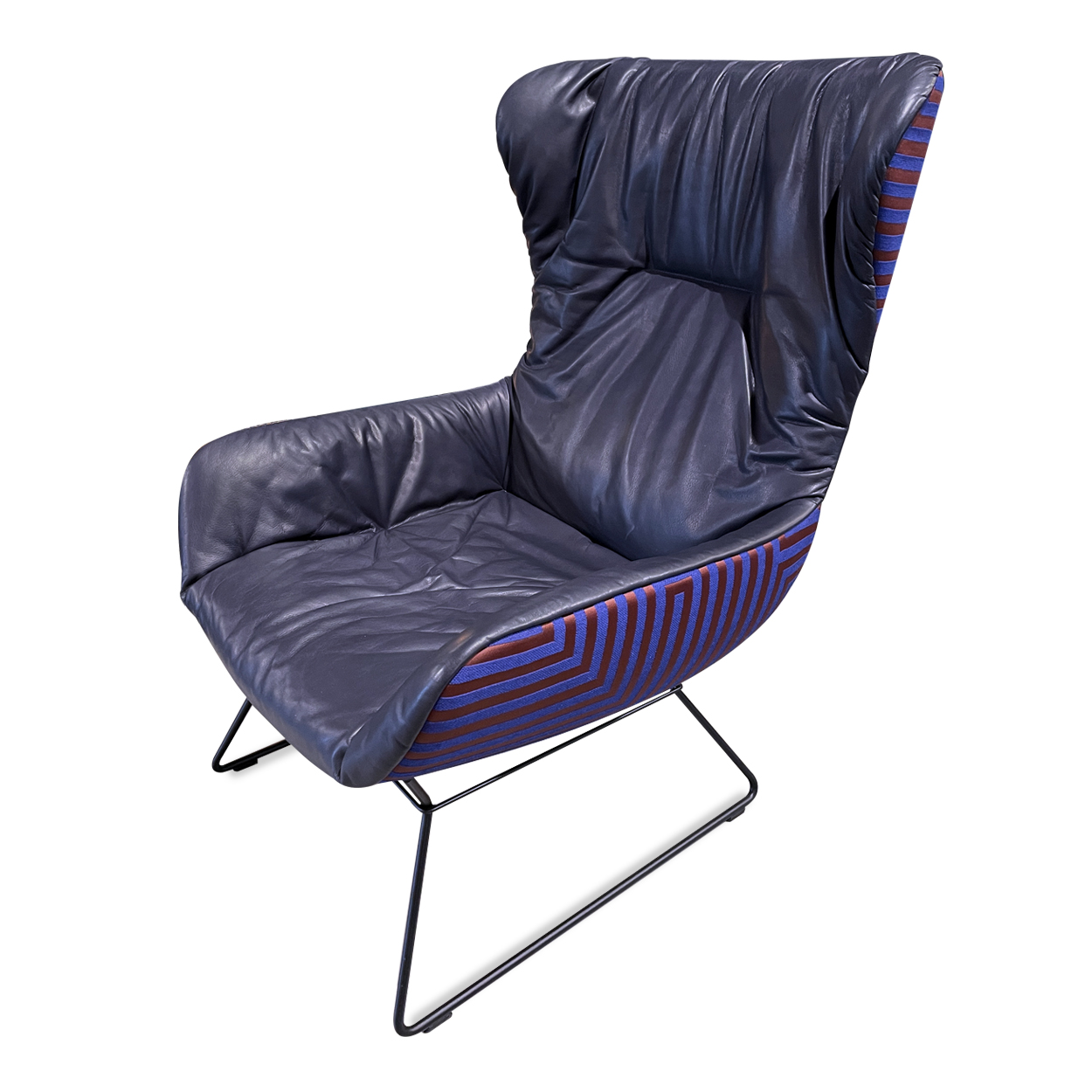 Leya Wingback Chair - En Vogue - Leder Opium oceano mit Stoff Hera